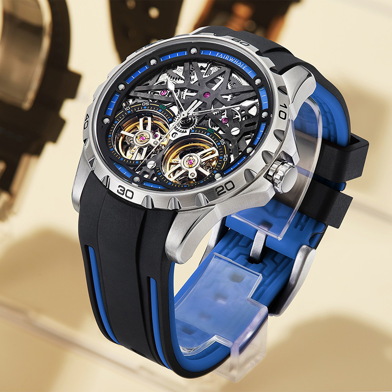 Open Heart Watch - Erkek Modası Mekanik Saat, Tarih Göstergeli,